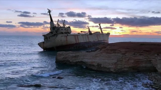 The old ship ran aground