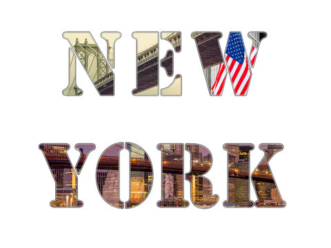 New York City letters -  photo collage of famous locations  of New York