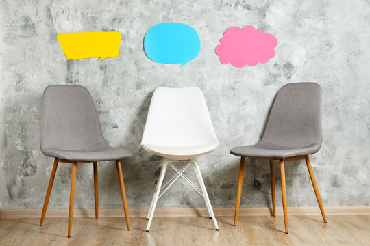 Lofty style chair with nobody sitting on it. Available seats.