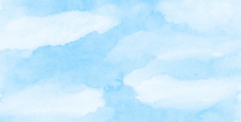 Creative vintage light sky blue background. Abstract watercolor paper textured illustration for design, vintage card retro templates. Smooth turquoise colors wet effect hand drawn aquarelle canvas