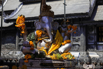 Ganesha in Wat Si Suphan (temple )Made from silver in Chiangmai province