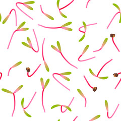 Microgreens Beet. Sprouting seeds of a plant. Seamless pattern. Vitamin supplement, vegan food.