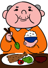 食事をするおじいちゃん