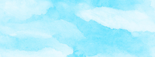 Creative vintage light sky blue background. Abstract watercolor paper textured illustration for design, vintage card retro templates. Smooth turquoise colors wet effect hand drawn aquarelle canvas