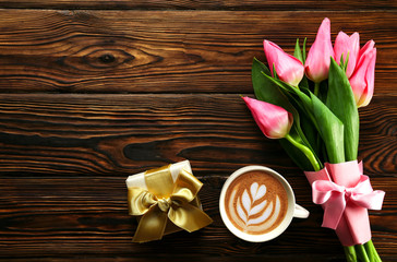 Tender minimalistic spring flowers composition on texture surface. Beautiful feminine plant decoration for holiday greeting card. Summertime, summer, spring, march april, june july. Happy mother's day