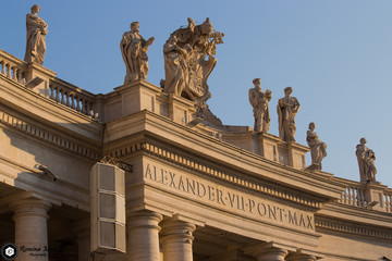 St. Peter's Basilica in Rome, Vatican City at the first light of the morning