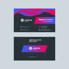 Double-sided horizontal business card template with abstract background. Vector mockup illustration. Stationery design