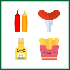 4 sauce icon. Vector illustration sauce set. mustard and mustard and ketchup icons for sauce works