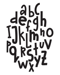 Children s font in the creative abstract style.