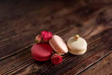 pink cakes on a dark background