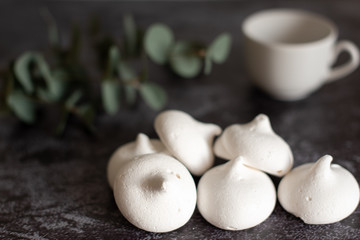 white meringue on a dark background