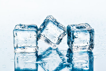 ice cubes on white background.