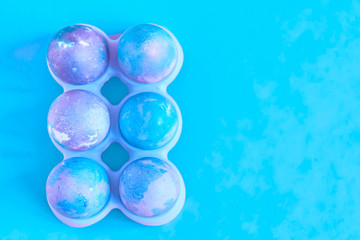 Easter eggs with space intergalactic pattern