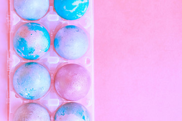 Easter eggs with space intergalactic pattern