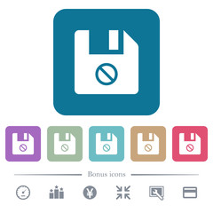 Disabled file flat icons on color rounded square backgrounds