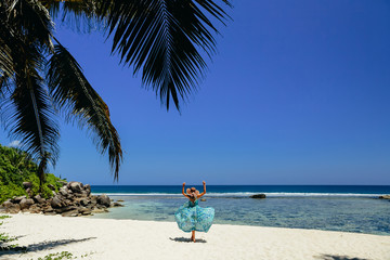 luxury woman travel tropical beach