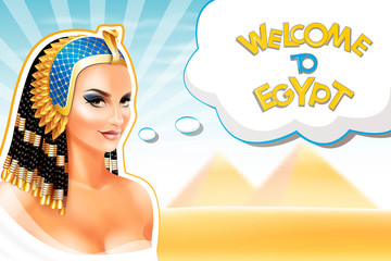 Background with Cleopatra Egyptian Queen. 