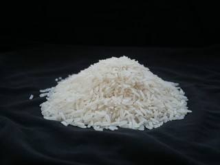 white rice grain black background,Asia rice food