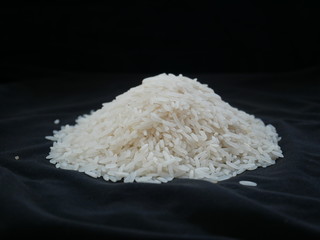 white rice grain black background,Asia rice food