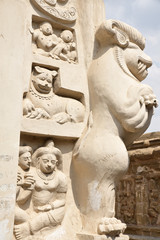 Sculptures au temple Kanshipuram, Inde du Sud
