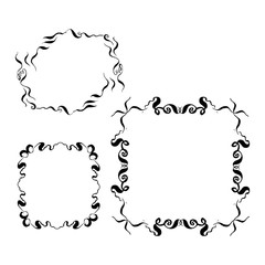 set of decorative vintage frames. ink and brush drawn by hand vector