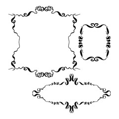 set of decorative frames. hand-drawn with ink and brush vector illustration isolated on white background