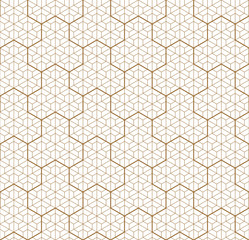 Seamless traditional Japanese geometric ornament .Golden color lines.