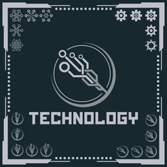 Technology logo and software components icons.