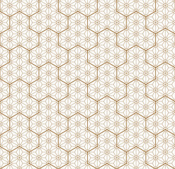 Seamless traditional Japanese geometric ornament .Golden color lines.