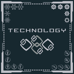 Technology logo and software components icons.