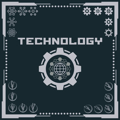 Technology logo and software components icons.