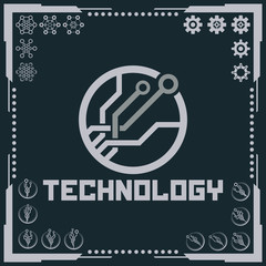 Technology logo and software components icons.