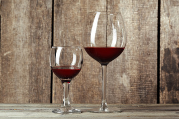 Glass of Wine on The Wooden Table