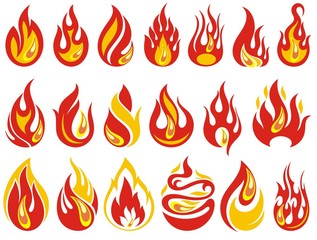 Fire Flames. Cartoon Fire Flames Set 