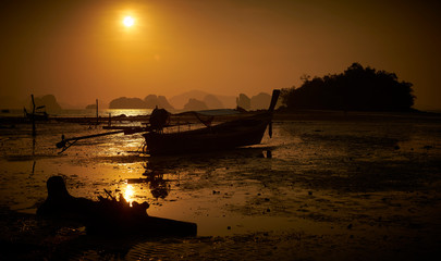 Fototapeta na wymiar Long tail boat at Koh Yao Noi Island, Phang Nga Bay, Thailand