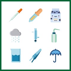 9 drop icon. Vector illustration drop set. rain and pipette icons for drop works
