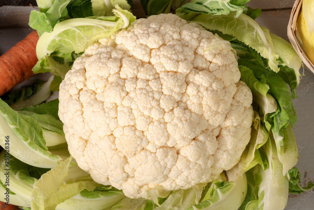 Canvas Prints close up of cauliflower on  wooden table