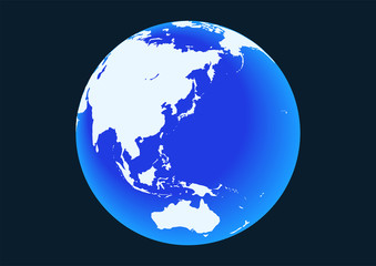 黒い背景と青い地球ベクターイラスト
