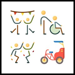 4 active icon. Vector illustration active set. disabled and dancing icons for active works