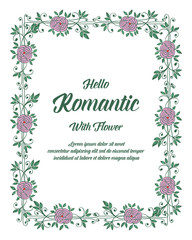 Vector illustration lettering romantic with beautiful floral frame hand drawn