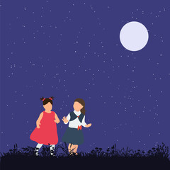 vector, isolated, children in the park, without a face, flat style