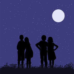 Obraz premium vector, isolated, silhouette children in the park