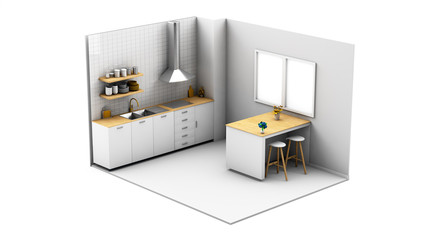 kitchen illustration 3d rendering
