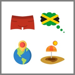 4 ocean icon. Vector illustration ocean set. swimsuit and jamaica icons for ocean works
