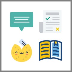 4 text icon. Vector illustration text set. newspaper and fortune cookie icons for text works
