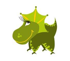 Obraz premium Cute green dinosaur. Cartoon dino. Vector illustration. Triceratops