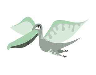 Cute green dinosaur. Cartoon dino. Vector illustration.