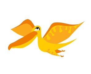 Cute yellow dinosaur. Cartoon dino. Vector illustration.