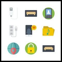 9 internet icon. Vector illustration internet set. usb and worldwide icons for internet works