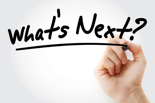 What's Next? text with marker, business concept background